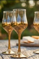 Ayine 6 Parça 13.5 cl Cam Kahve Yanı Su Bardağı  – Gold - Görsel 3