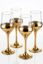 Ayine 6 Parça 13.5 cl Cam Kahve Yanı Su Bardağı  – Gold