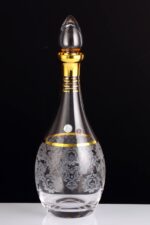 Helena Altın Yaldızlı 1000 ml 2 Parça Kapaklı Cam Şişe
