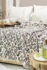 MUSLIN LEOPAR DESEN YORGAN 7 KATLI CIFT KISILIK - Görsel 2