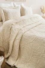 MUSLIN YORGAN 7 KATLI CIFT KISILIK SOFT ROSE NATURAL - Görsel 2