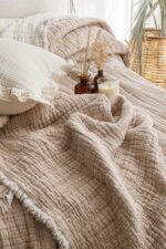 7 Katlı Müslin Fitilli Soft Tek Kişilik Yorgan – Bej - Görsel 3