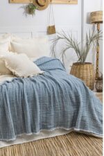 7 Katlı Müslin Fitilli Soft Tek Kişilik Yorgan – İndigo - Görsel 2