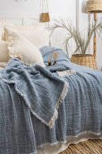 7 Katlı Müslin Fitilli Soft Tek Kişilik Yorgan – İndigo - Görsel 3