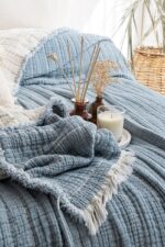 7 Katlı Müslin Fitilli Soft Tek Kişilik Yorgan – İndigo - Görsel 4