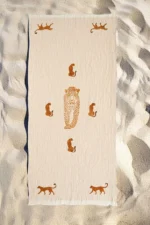 Organik %100 Pamuk Müslin Peştemal - Leopar - Görsel 2