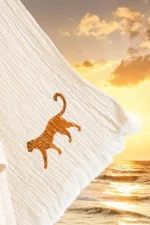 Organik %100 Pamuk Müslin Peştemal - Leopar - Görsel 3