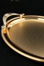 Oval Tepsi Kulplu Gold 40x27 cm - Görsel 3