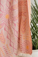 Etnik Desen 4 Katlı Müslin Peştamal – Turuncu 90×180 cm - Görsel 4