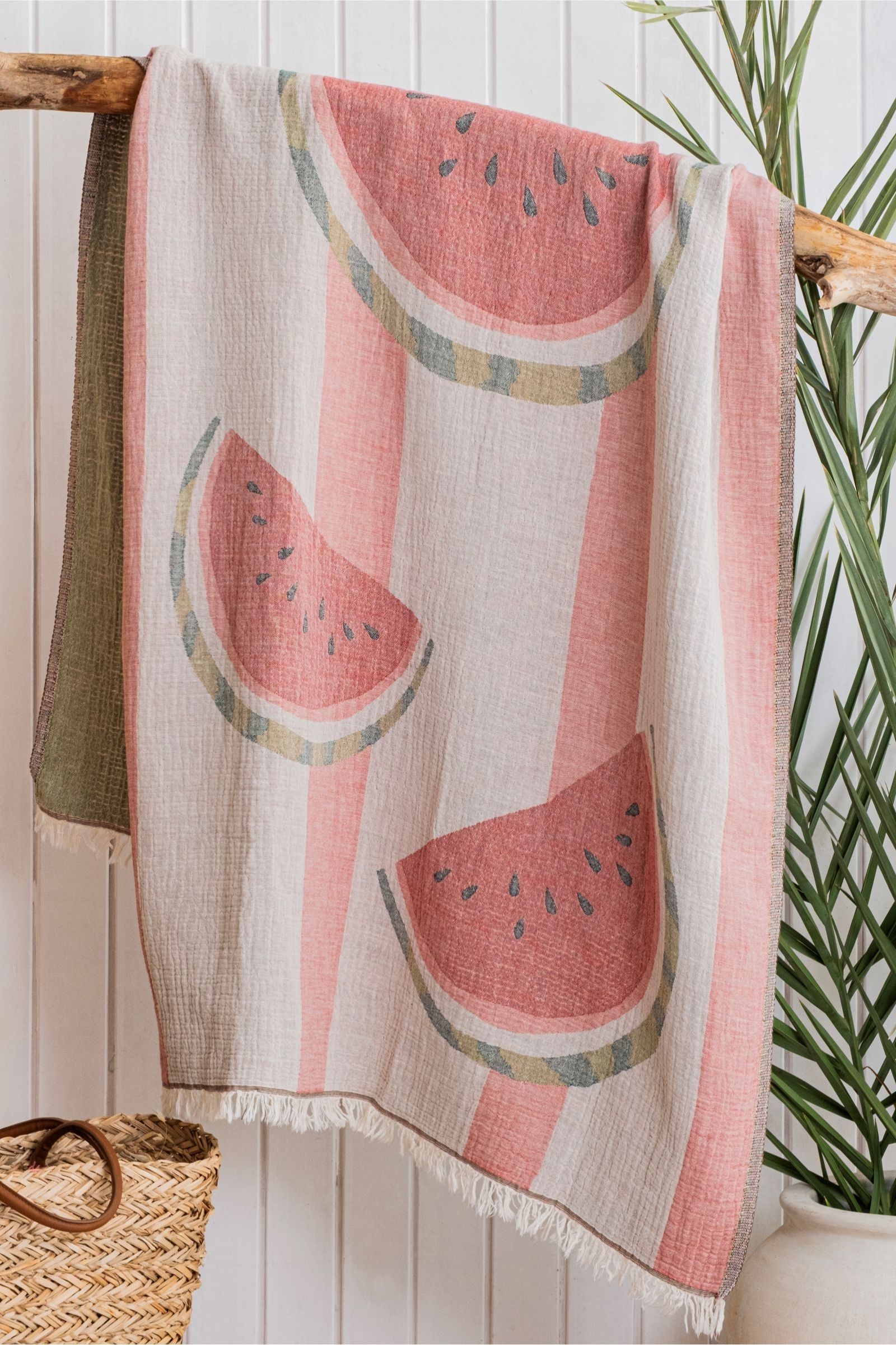 Maya-Muslin-Karpuz-Pestemal-2 Karpuz Desen 4 Katlı Müslin Peştamal 90x180 cm - Görsel 1